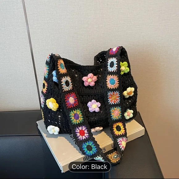Handbags - Floral Crochet Women's Shoulder Bag